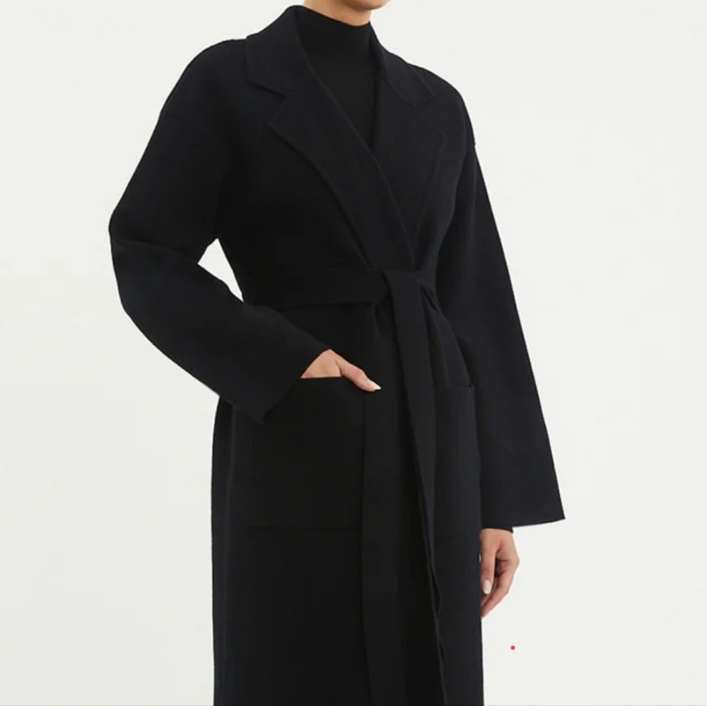 Rebecca Vallance NWT Marion Wool Blend Knit Coat Medium Black